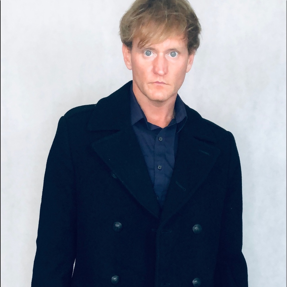 Express Black Pea Coat for Men